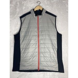 FootJoy Mens Puffer Vest Jacket Size XLarge Black/Gray Zip Up Quilted Sleeveless